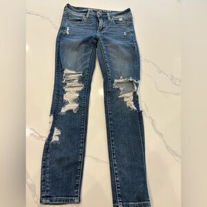 American Eagle Outfitters Ripped Blue Skinny Jeans